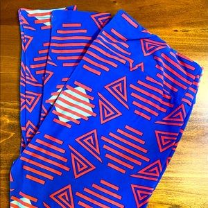 Lularoe Tall & Curvy Blue Orange Florida Leggings